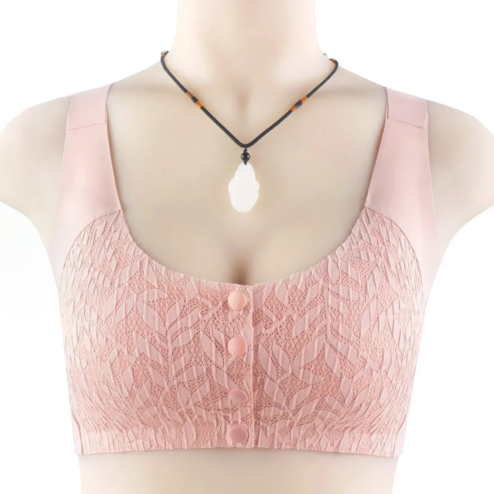 Women Fashion Casual Lace Front Button Underwear Without Rims Vest Lace Bra