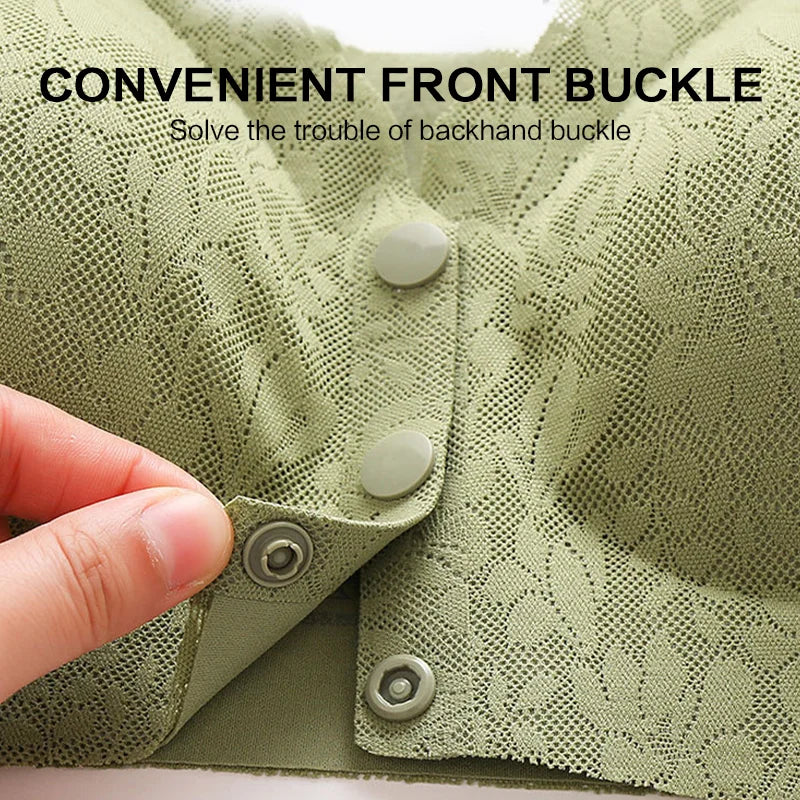 Seamless Front Buckle Wide Straps Front Buttons Bra